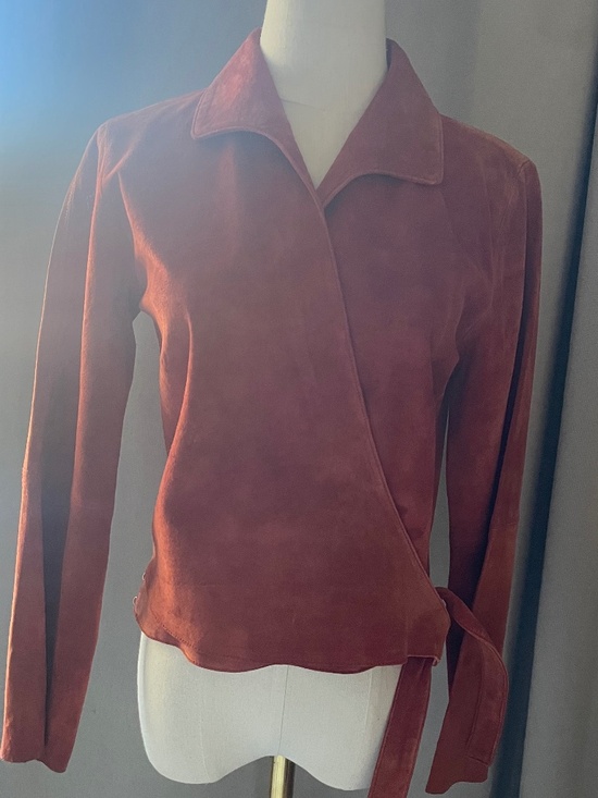 Vintage Atelier Suede Wrap Jacket in Rust Treeacotta SIze Small - Picture 1 of 8